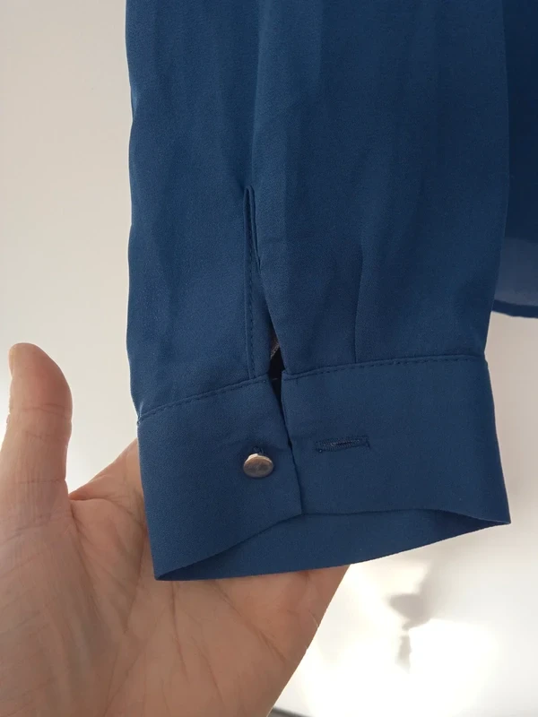 Lightweight, fluid, sheer blue Mango blouse size S – photo 5